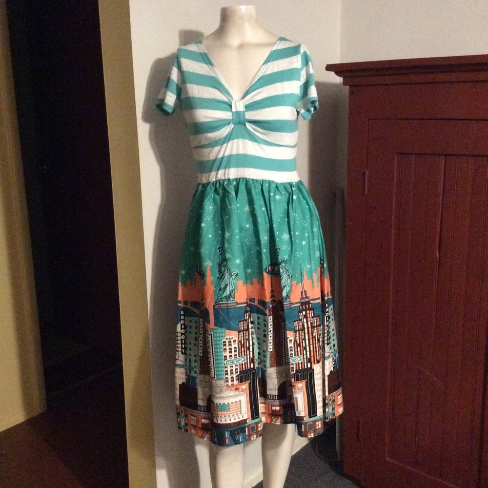 Vintage Style I ❤️New York Skyline Dress S
